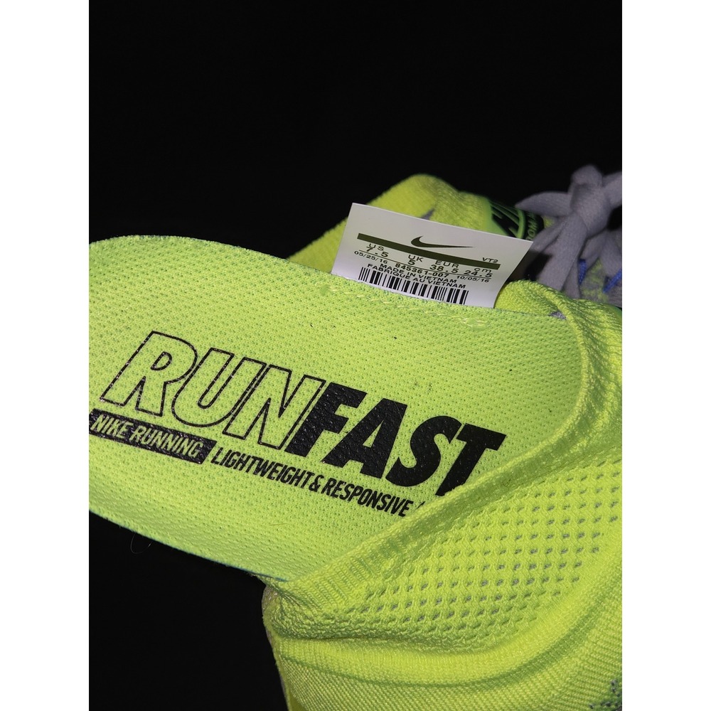 Nike Zoom All Out Flyknit Women Running Shoes Neon Yellow Gray Mid Top Athletic - Picture 8 of 12